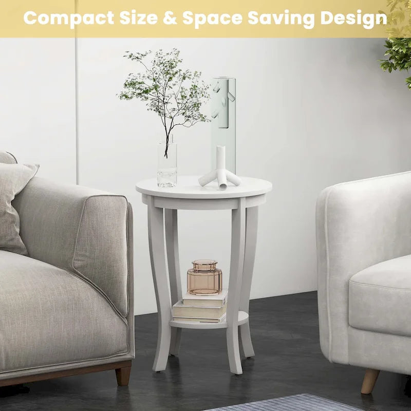 Costway 2 PCS 2-Tier End Table 18 Round Compact Sofa Side Nightstand - See Details