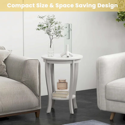 Costway 2 PCS 2-Tier End Table 18 Round Compact Sofa Side Nightstand - See Details