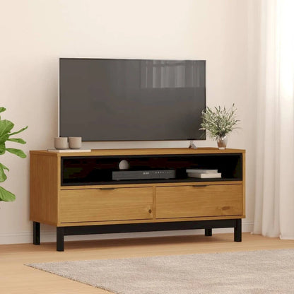 vidaXL TV Stand FLAM 43.3x15.7x19.7 Solid Wood Pine - 43.3 x 15.7 x 19.7