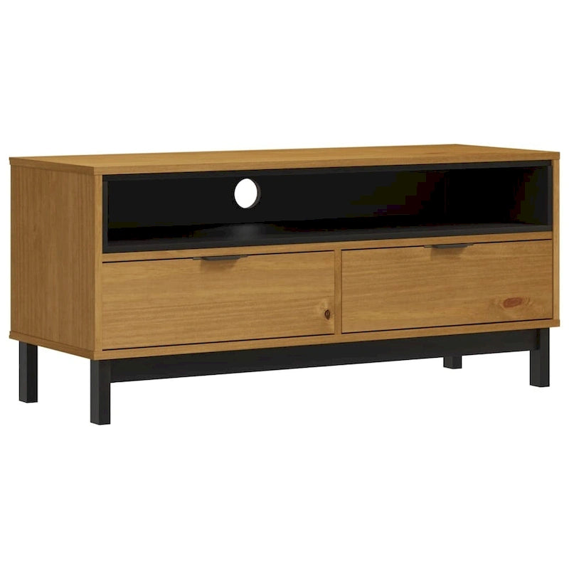 vidaXL TV Stand FLAM 43.3x15.7x19.7 Solid Wood Pine - 43.3 x 15.7 x 19.7