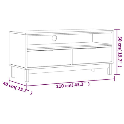 vidaXL TV Stand FLAM 43.3x15.7x19.7 Solid Wood Pine - 43.3 x 15.7 x 19.7