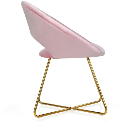 Costway Modern Velvet Accent Chair Upholstered Vanity Chair w/Golden - See Details