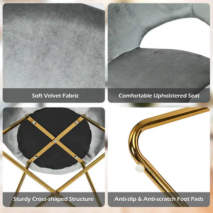 Costway Modern Velvet Accent Chair Upholstered Vanity Chair w/Golden - See Details