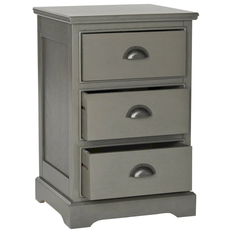 SAFAVIEH Claudine Grey 3-Drawer Storage Side Table - 17.7 x 13.8 x 26.8 - 18Wx14Dx26H