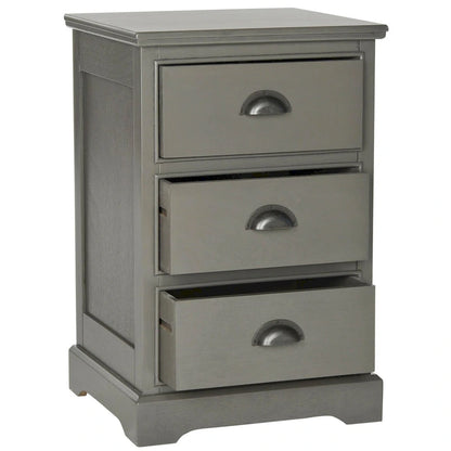 SAFAVIEH Claudine Grey 3-Drawer Storage Side Table - 17.7 x 13.8 x 26.8 - 18Wx14Dx26H