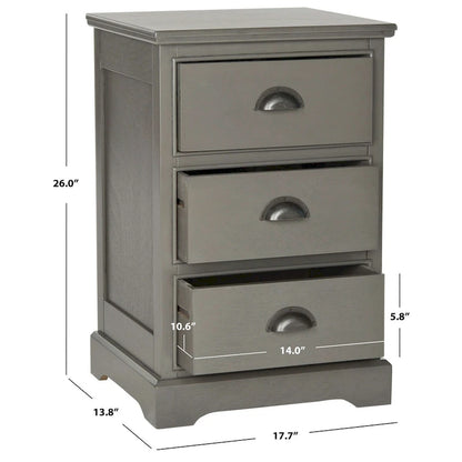 SAFAVIEH Claudine Grey 3-Drawer Storage Side Table - 17.7 x 13.8 x 26.8 - 18Wx14Dx26H