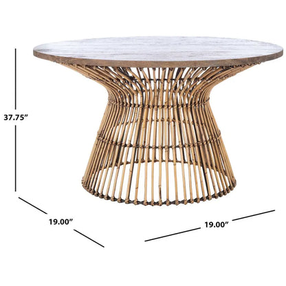 SAFAVIEH Aveline Modern Rattan Round Coffee Table - 31.5 W x 31.5 L x 17.7 H - 32Wx32Dx18H