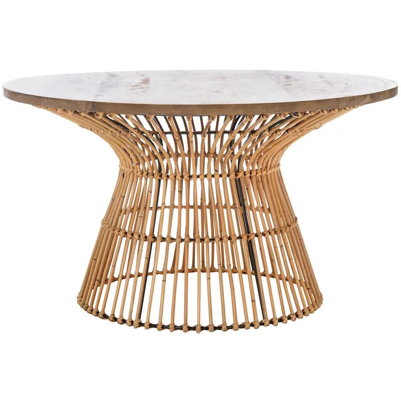 SAFAVIEH Aveline Modern Rattan Round Coffee Table - 31.5 W x 31.5 L x 17.7 H - 32Wx32Dx18H
