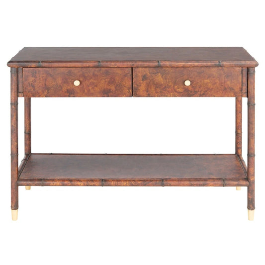 SAFAVIEH Franc Dark Brown/ Gold 2-Drawer 1-Shelf Console Table - 42 W x 15.8 L x 29 H - 42Wx16Dx29H