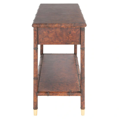 SAFAVIEH Franc Dark Brown/ Gold 2-Drawer 1-Shelf Console Table - 42 W x 15.8 L x 29 H - 42Wx16Dx29H