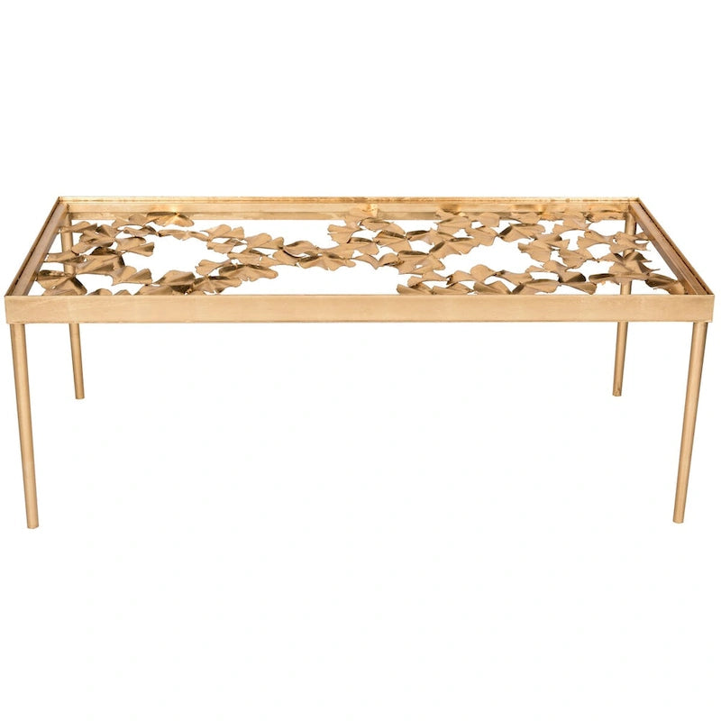 SAFAVIEH Julianne Antique Gold Leaf Coffee Table - 48 x 24 x 17.8 - 48Wx24Dx18H
