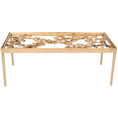 SAFAVIEH Julianne Antique Gold Leaf Coffee Table - 48 x 24 x 17.8 - 48Wx24Dx18H