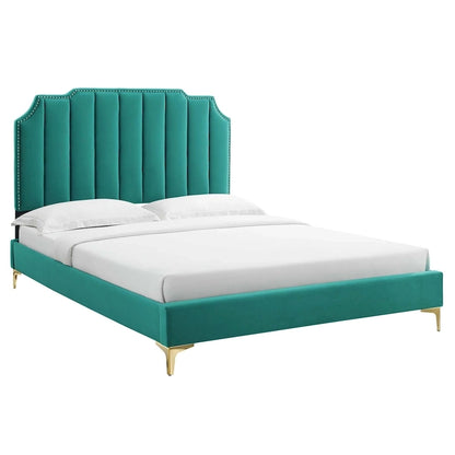 Colette King Performance Velvet Platform Bed