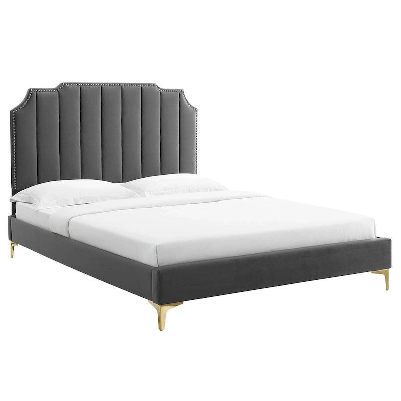 Colette King Performance Velvet Platform Bed