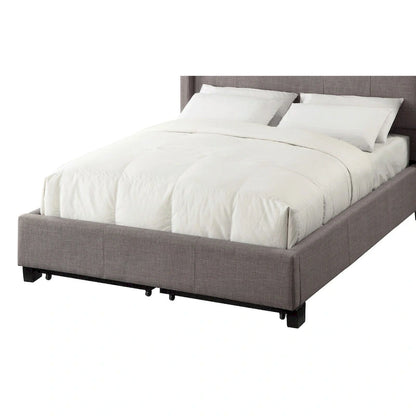 Amy Low Profile King Bed, Tufted Linen, Wide Storage, Gray