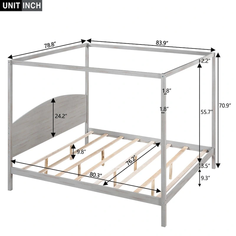 King Size Canopy Platform Bed