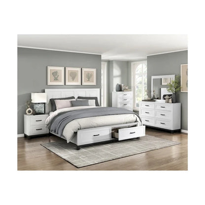 Saratoga 3 Piece White Modern Storage Platform Bedroom Set