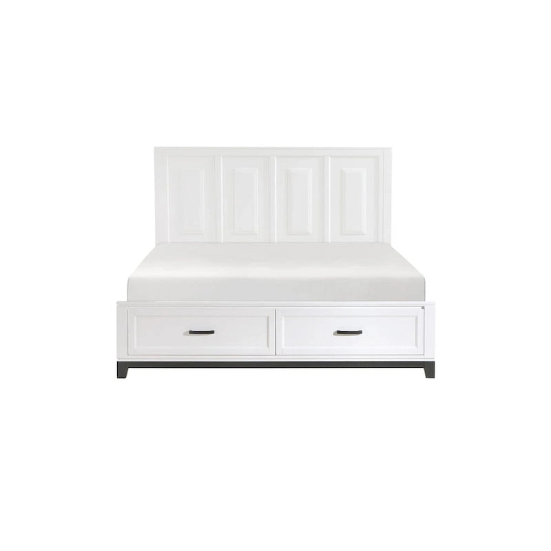 Saratoga 3 Piece White Modern Storage Platform Bedroom Set