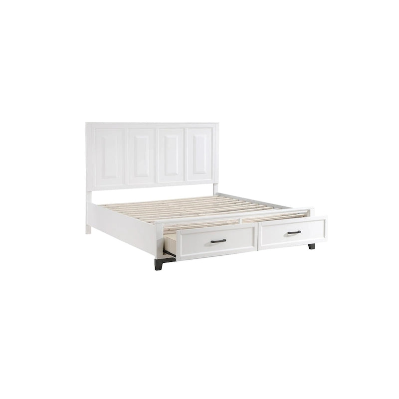 Saratoga 3 Piece White Modern Storage Platform Bedroom Set