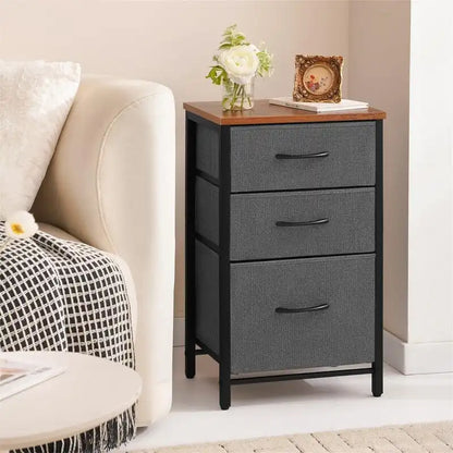 Night Stand Bedside Table with 3 Storage Drawers