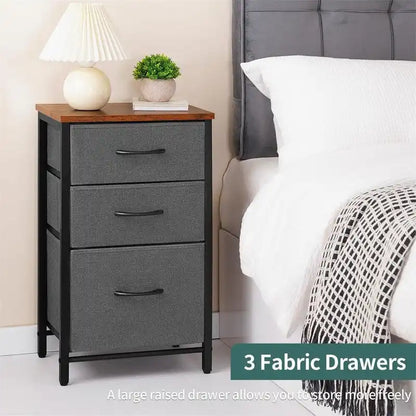 Night Stand Bedside Table with 3 Storage Drawers
