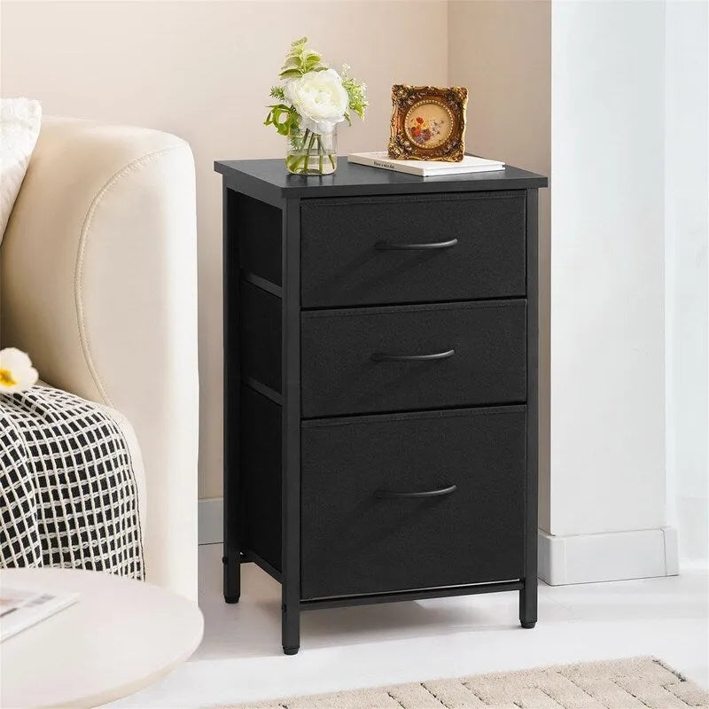Night Stand Bedside Table with 3 Storage Drawers
