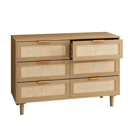 Rattan Drawer Dresser with 6 Drawers, Perfect for Bedroom and Living Room