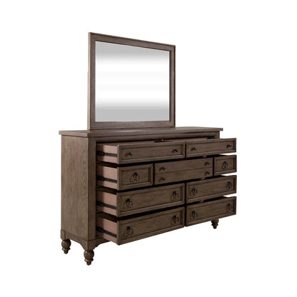 Americana Farmhouse Shelter Bed, Dresser and Mirror Bedroom Set