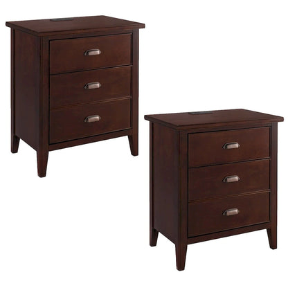 Leick Home 10522-GR Laurent 3 Drawer Nightstand Set of 2