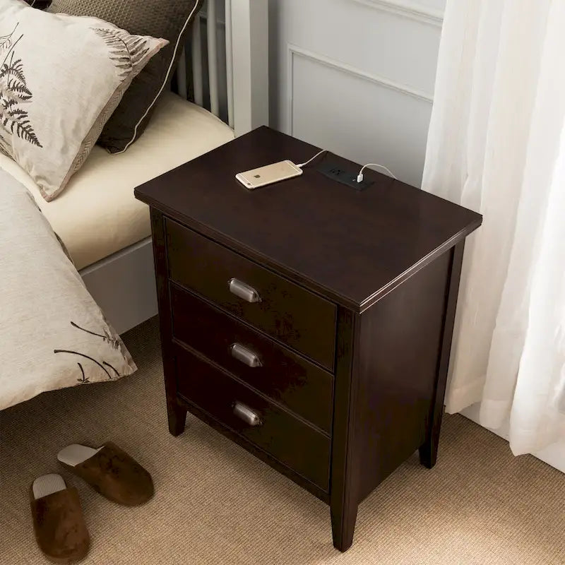 Leick Home 10522-GR Laurent 3 Drawer Nightstand Set of 2