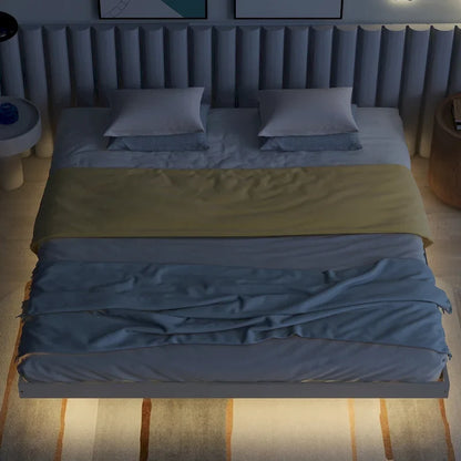 King Size Floating Bed with LED Lights