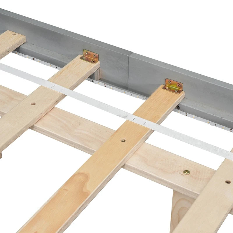 King Size Floating Bed with LED Lights