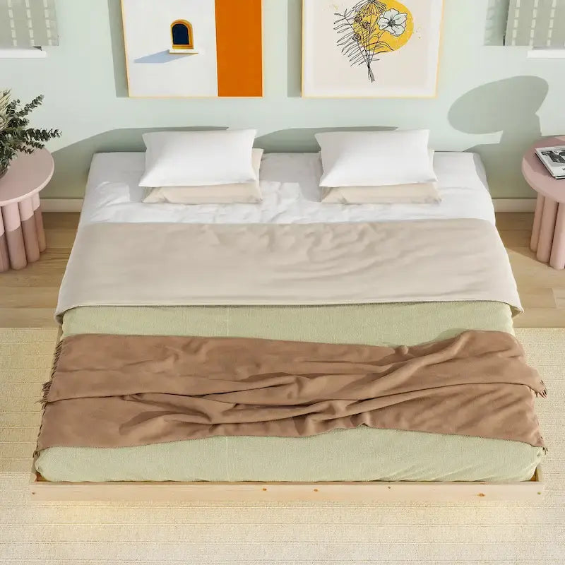 King Size Floating Bed with LED Lights