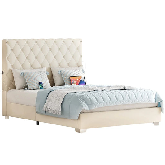 Moasis Upholstered High Headboard Bed Frame