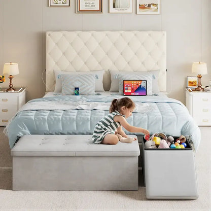 Moasis Upholstered High Headboard Bed Frame