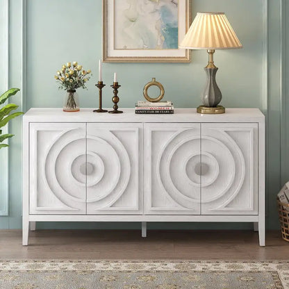Retro Sideboard door with Circular Groove Design cabinets - N/A