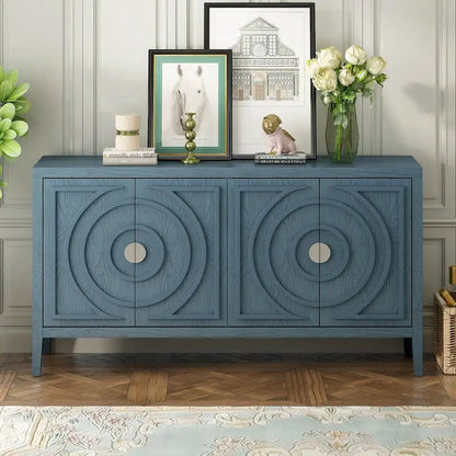 Retro Sideboard door with Circular Groove Design cabinets - N/A