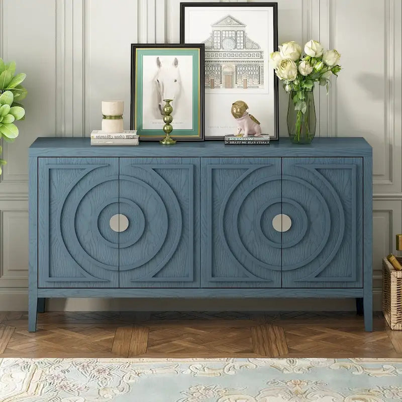 Retro Sideboard door with Circular Groove Design cabinets - N/A