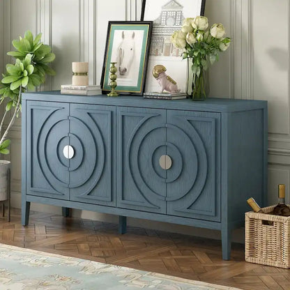 Retro Sideboard door with Circular Groove Design cabinets - N/A