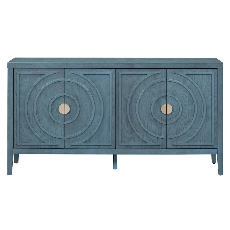 Retro Sideboard door with Circular Groove Design cabinets - N/A