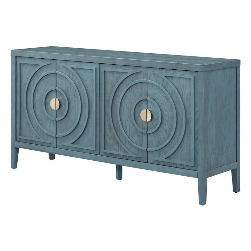 Retro Sideboard door with Circular Groove Design cabinets - N/A