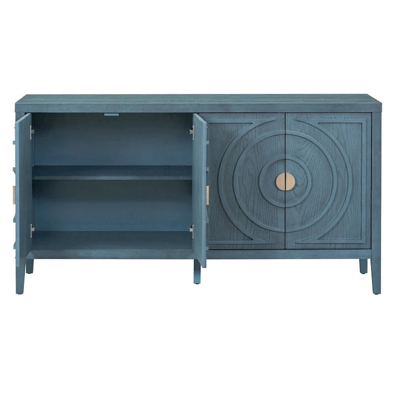 Retro Sideboard door with Circular Groove Design cabinets - N/A