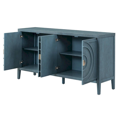 Retro Sideboard door with Circular Groove Design cabinets - N/A
