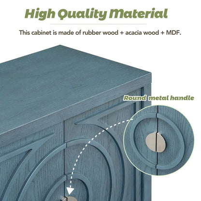 Retro Sideboard door with Circular Groove Design cabinets - N/A