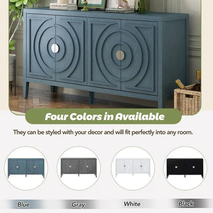 Retro Sideboard door with Circular Groove Design cabinets - N/A