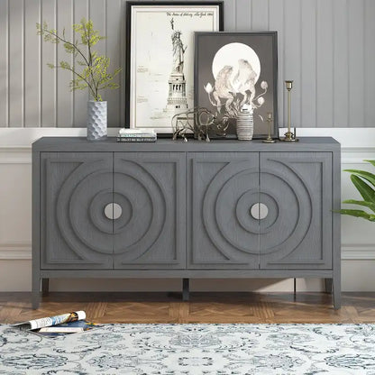 Retro Sideboard door with Circular Groove Design cabinets - N/A