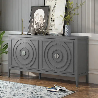 Retro Sideboard door with Circular Groove Design cabinets - N/A