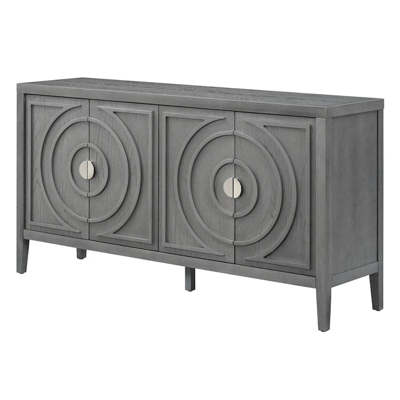 Retro Sideboard door with Circular Groove Design cabinets - N/A