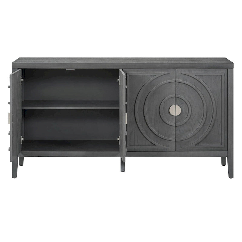 Retro Sideboard door with Circular Groove Design cabinets - N/A