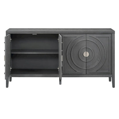 Retro Sideboard door with Circular Groove Design cabinets - N/A